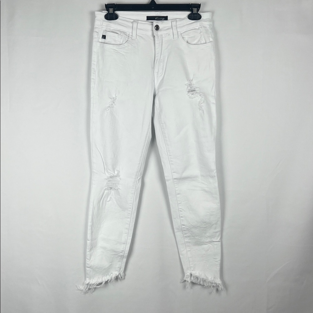 KanCan White‎ Distressed Skinny Jeans with Raw Hem